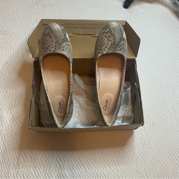 Clarks Beige Snakeskin Heels - Picture 6 of 13